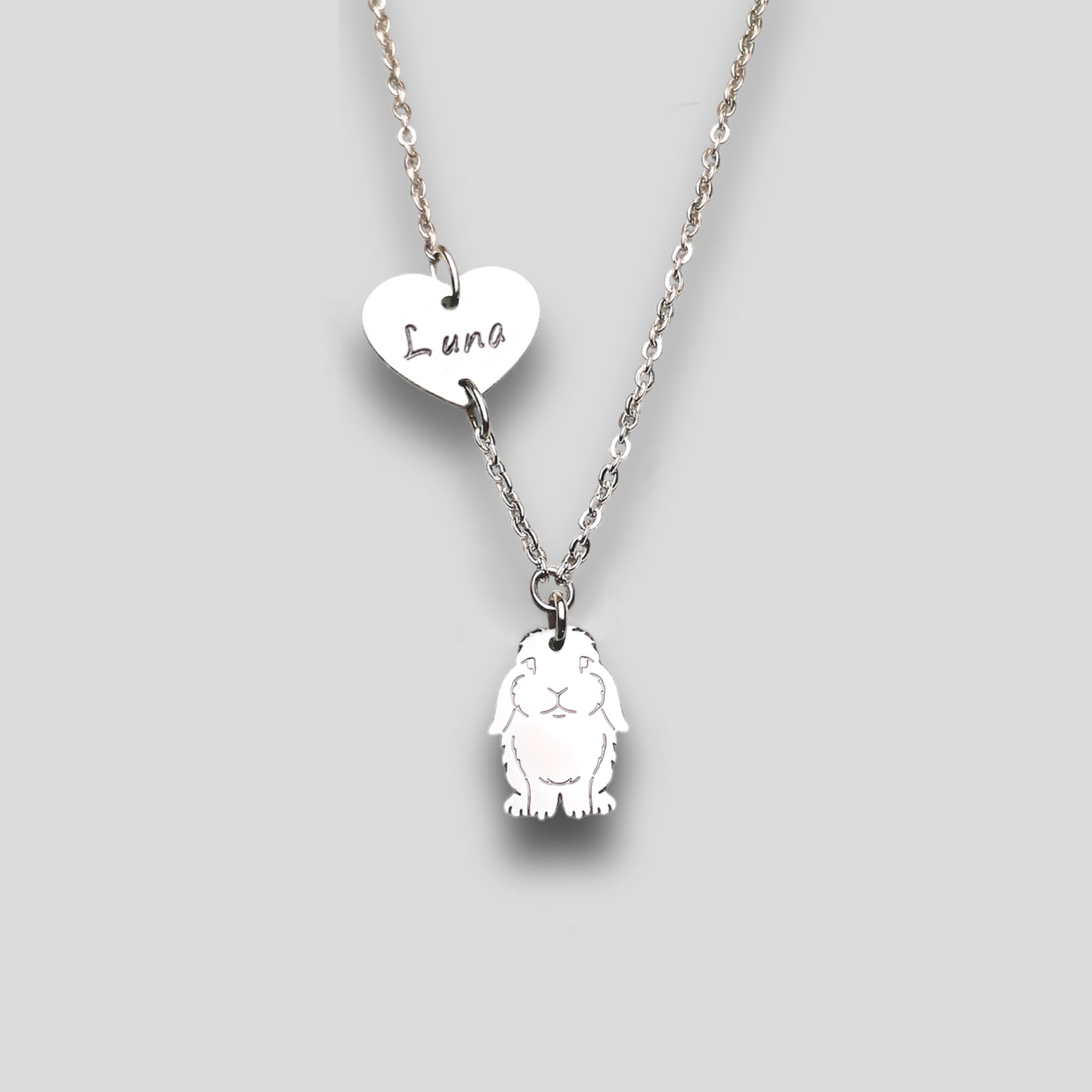 Collana coniglio Ariete , Collana con ciondolo coniglio ariete personalizzato con cuore e nome - ContrariaBijoux