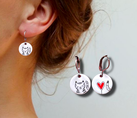 Orecchini Gatti Pendenti - Orecchini Gatto Pendenti in Stile Unico (Copia)