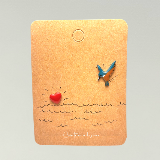 Orecchini civetta e Cuore - Orecchini uccelli