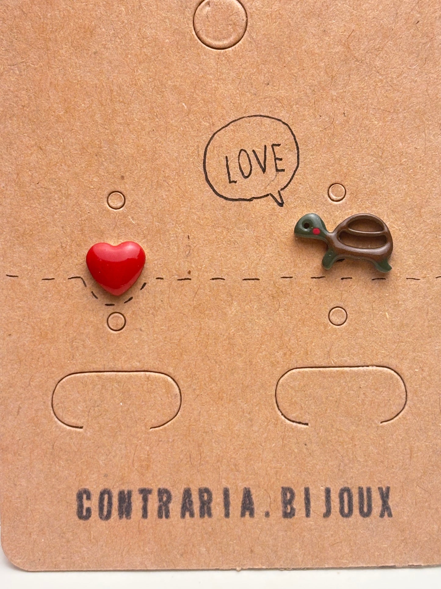 Orecchini Tartaruga e cuore - ContrariaBijoux