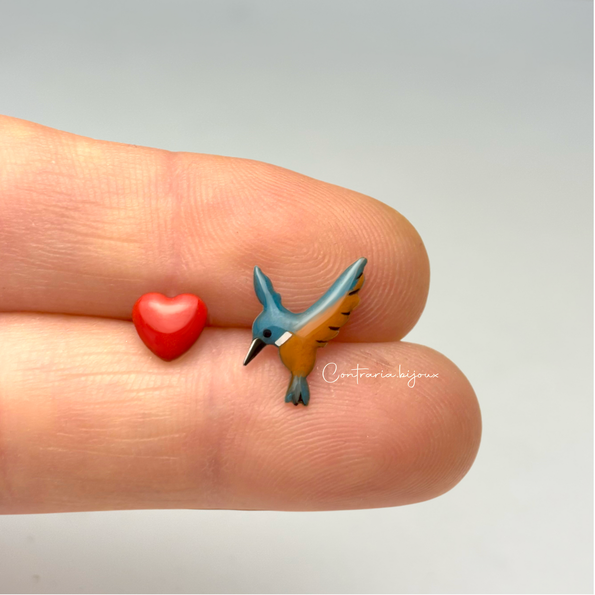 Orecchini civetta e Cuore - Orecchini uccelli