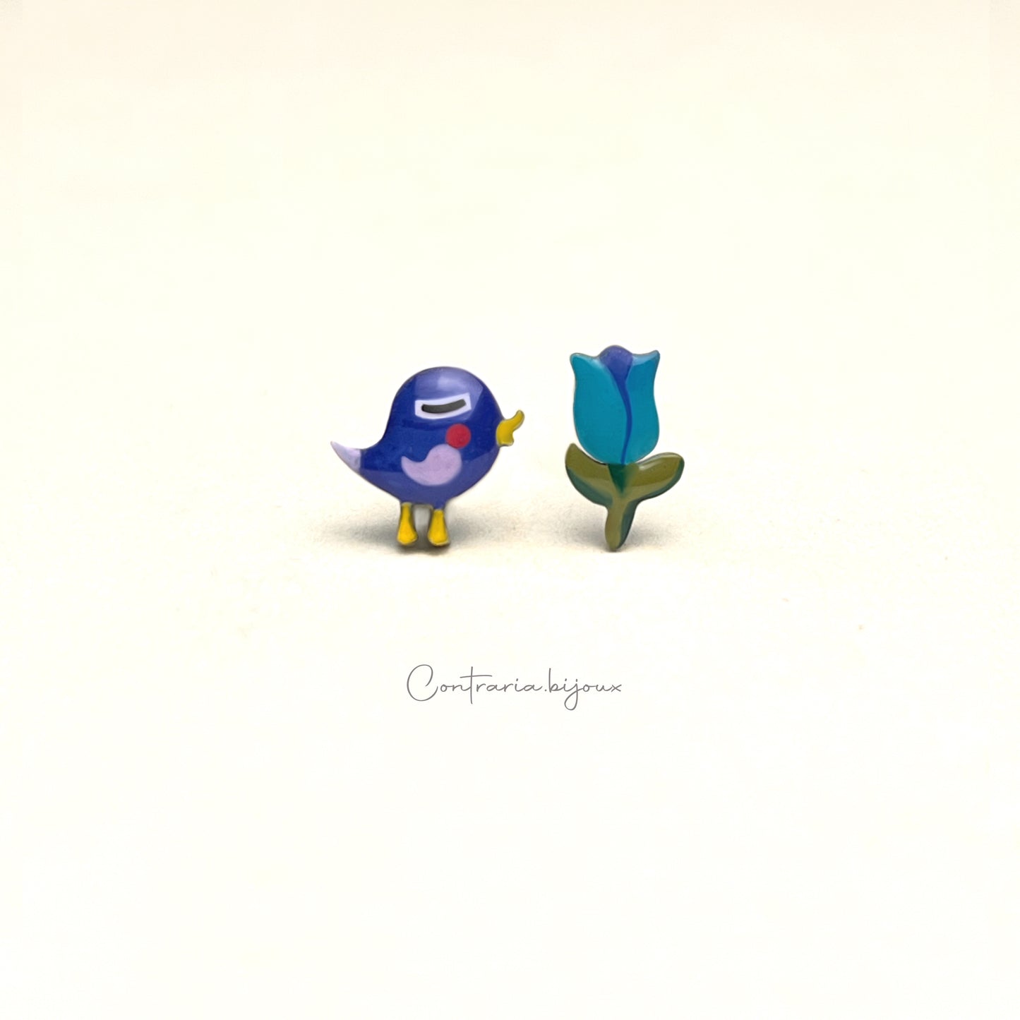 Orecchini Uccellino e tulipano / orecchini Tulipani