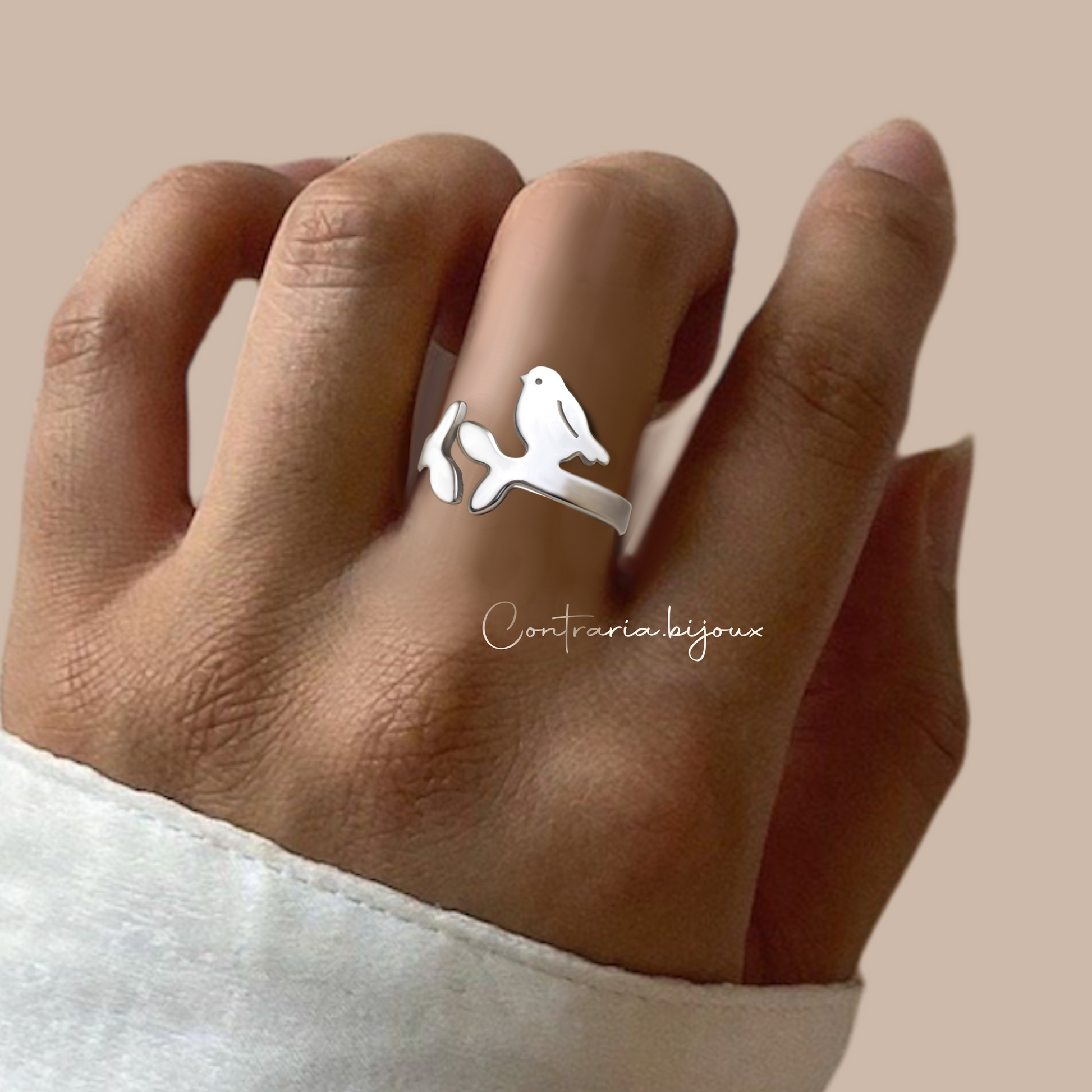 Anello ragazza e pettirosso / anello pettirosso / anello uccellino - ContrariaBijoux