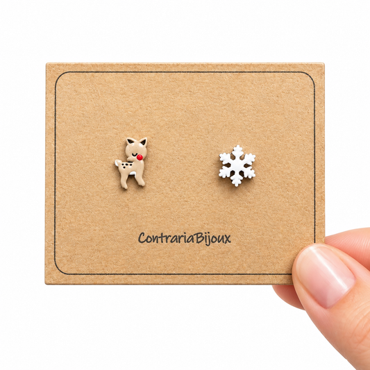 Orecchini Cerbiatto e fiocco di neve | Gioielli Natura – Contraria Bijoux