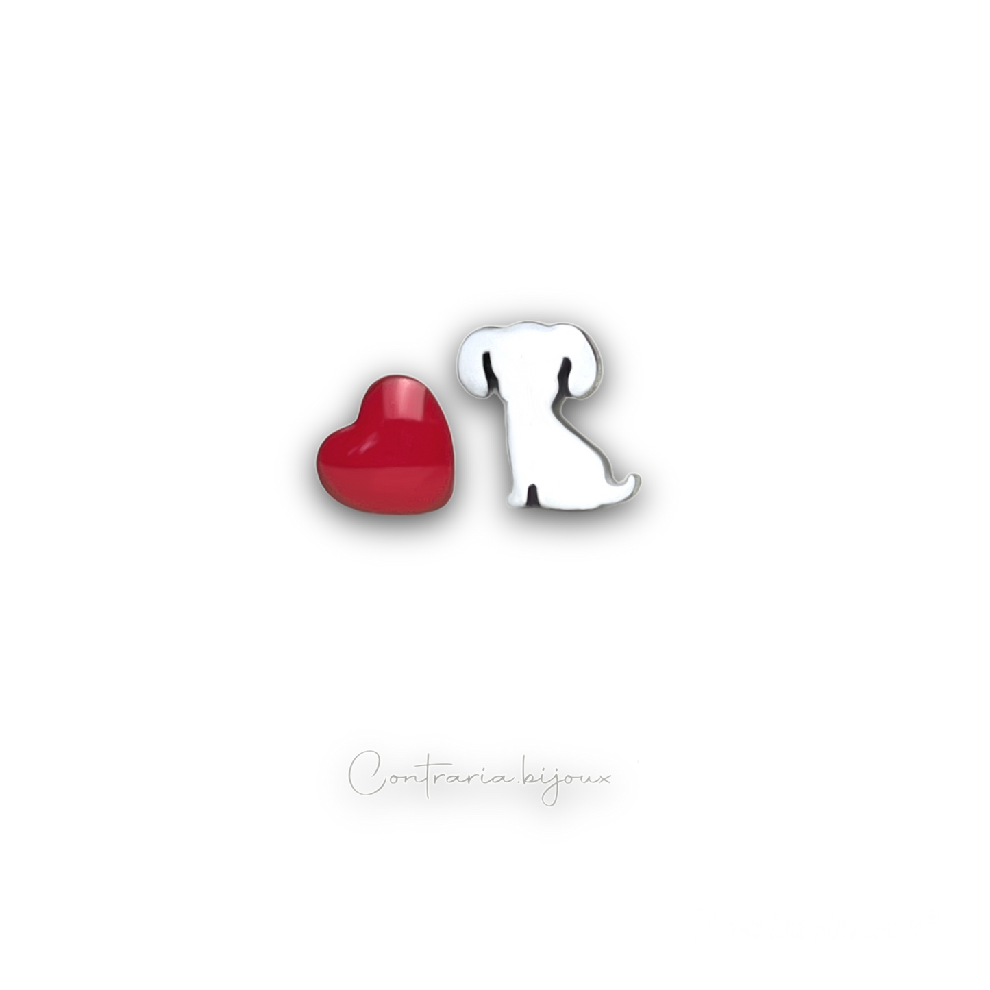 Orecchini cuore e Balena / cuore e uccellino /  cuore e Cane - ContrariaBijoux