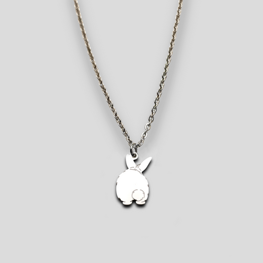 Collana coniglietto , Collana con coniglio codino a pon pon e cuore con nome - ContrariaBijoux