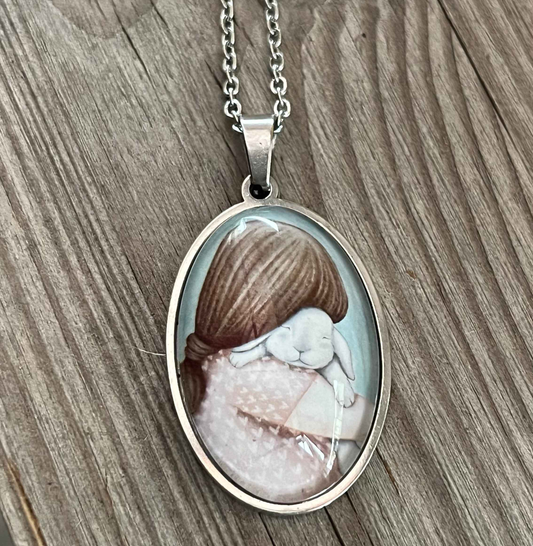 Collana con Ciondolo Coniglietto Ariete in Vetro