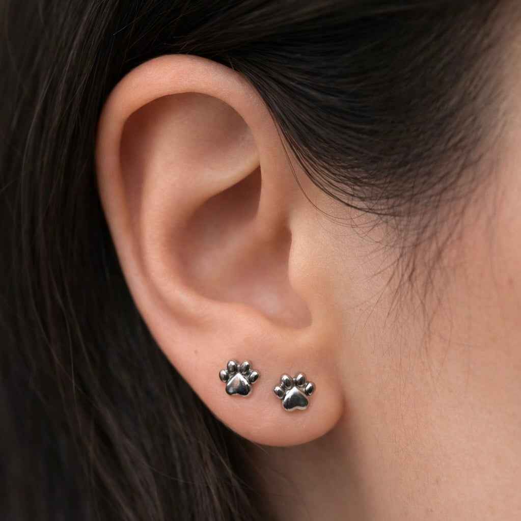Orecchini Zampa in Acciaio - Orecchini a Lobo a Forma di Zampa - ContrariaBijoux