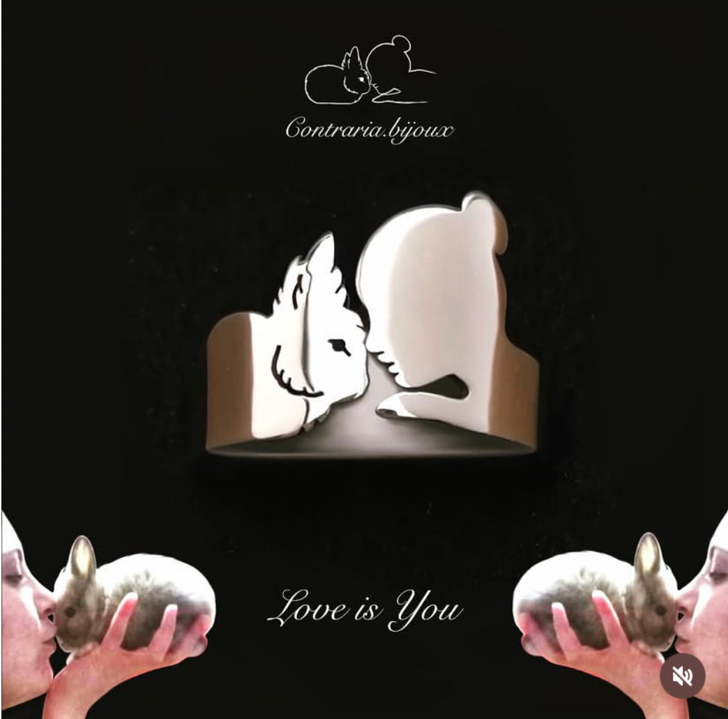 Anello ragazza e Coniglio Personalizzato su Misura e Ragazza