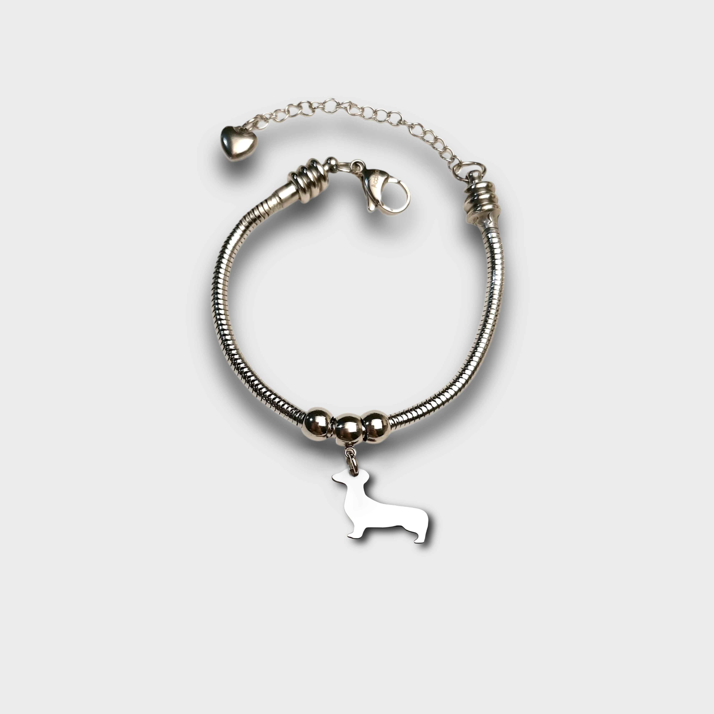 Bracciale sagoma cane bassotto, Bracciale personalizzato sagoma bassotto e zampa