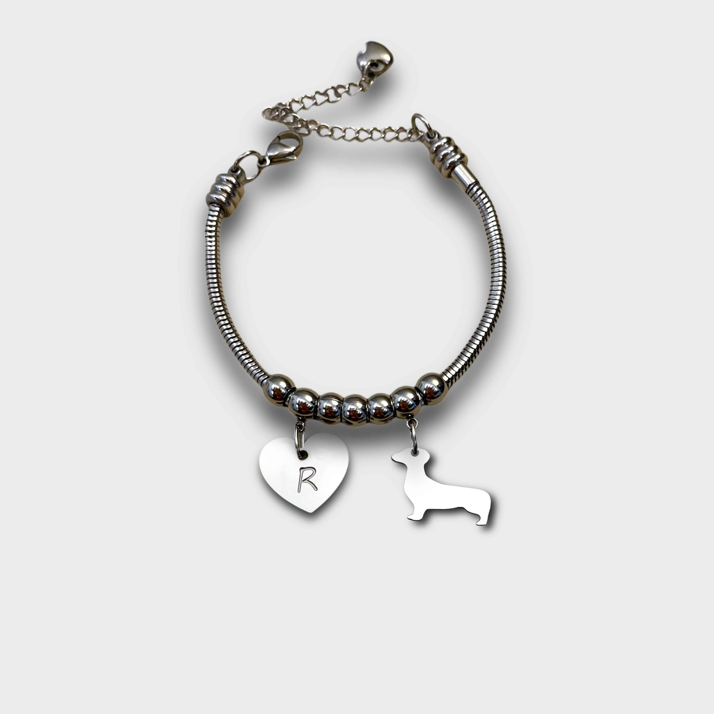 Bracciale sagoma cane bassotto, Bracciale personalizzato sagoma bassotto e zampa