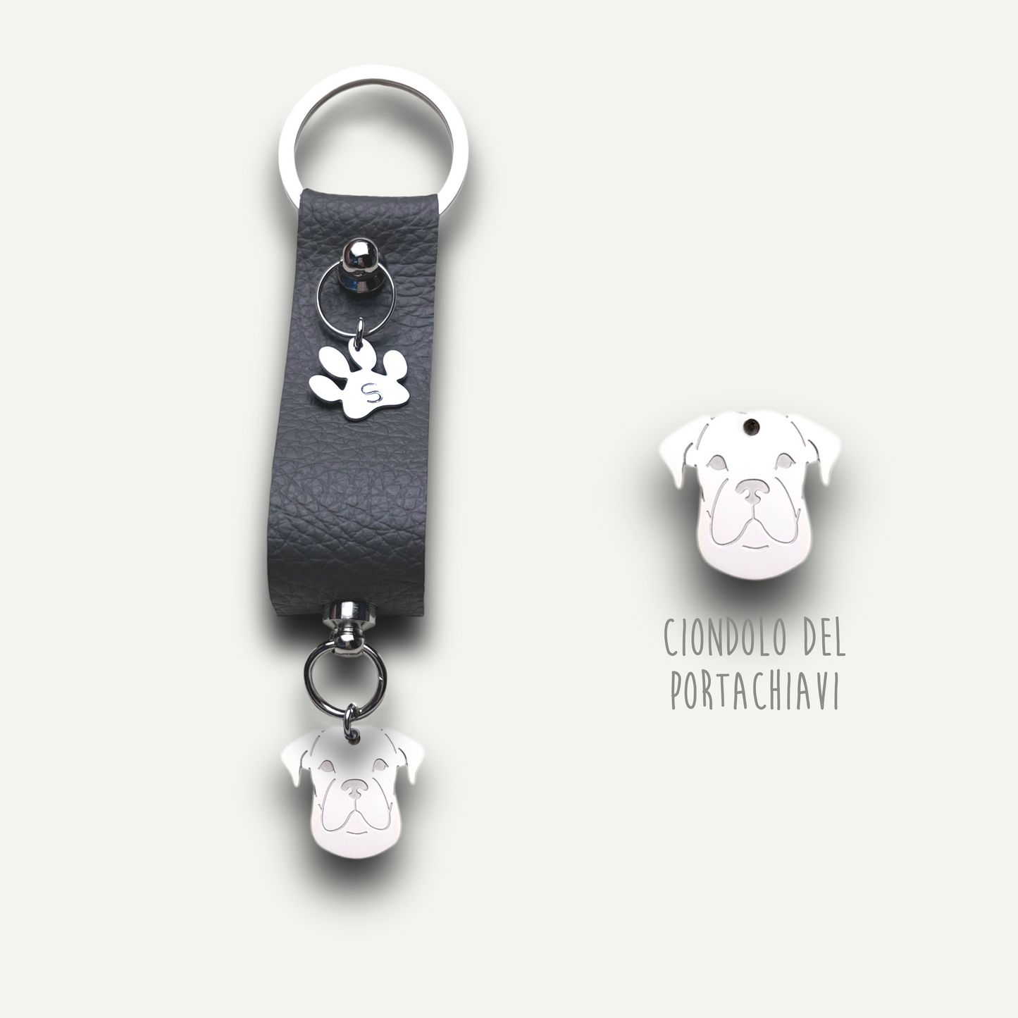 Portachiavi similpelle cane, portachiavi cane jack russell , bulldog francese , border collie , Labrador, maltese - ContrariaBijoux