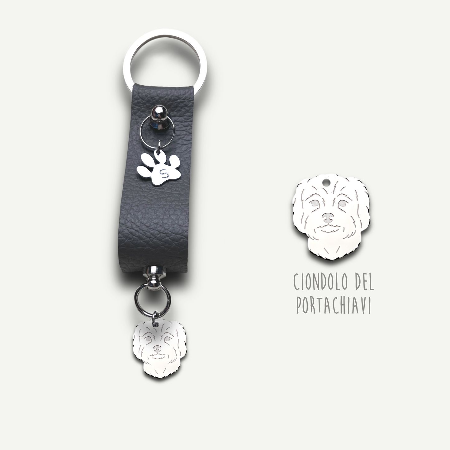 Portachiavi similpelle cane, portachiavi cane jack russell , bulldog francese , border collie , Labrador, maltese - ContrariaBijoux