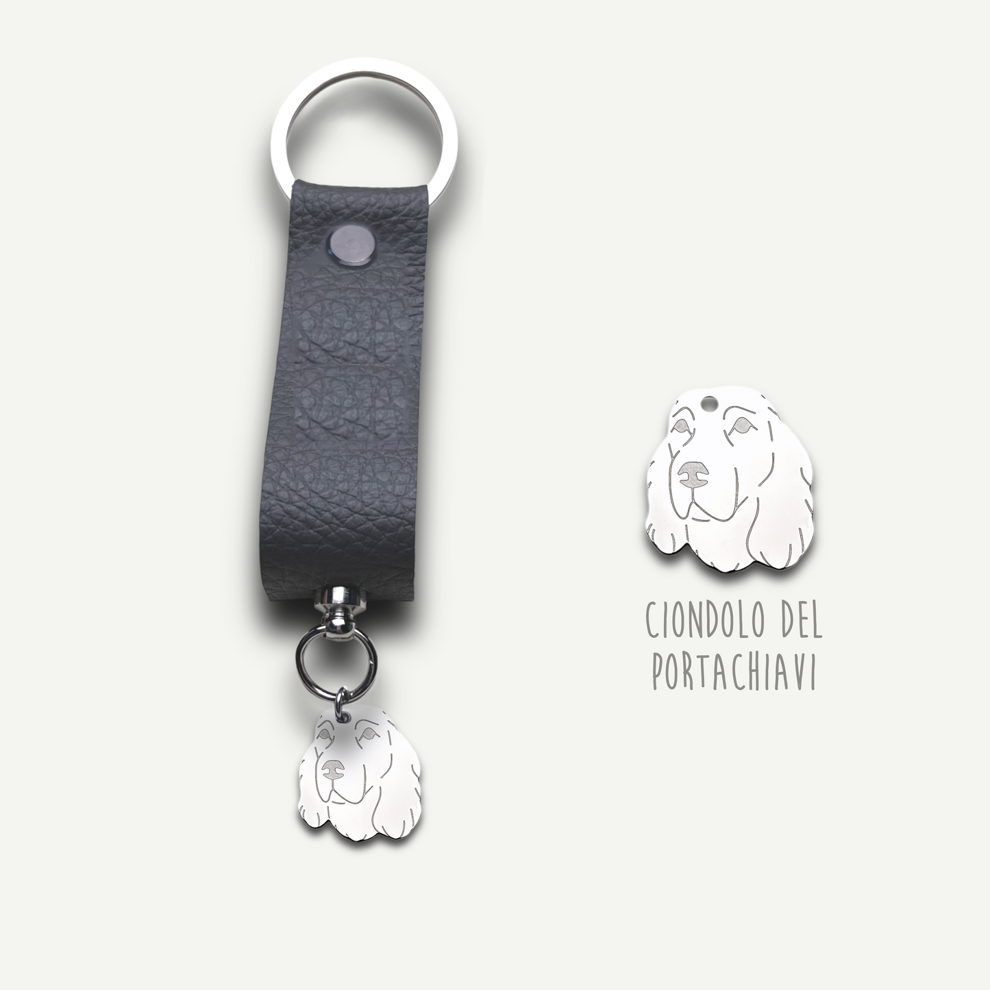 Portachiavi similpelle cane, portachiavi cane jack russell , bulldog francese , border collie , Labrador, maltese - ContrariaBijoux