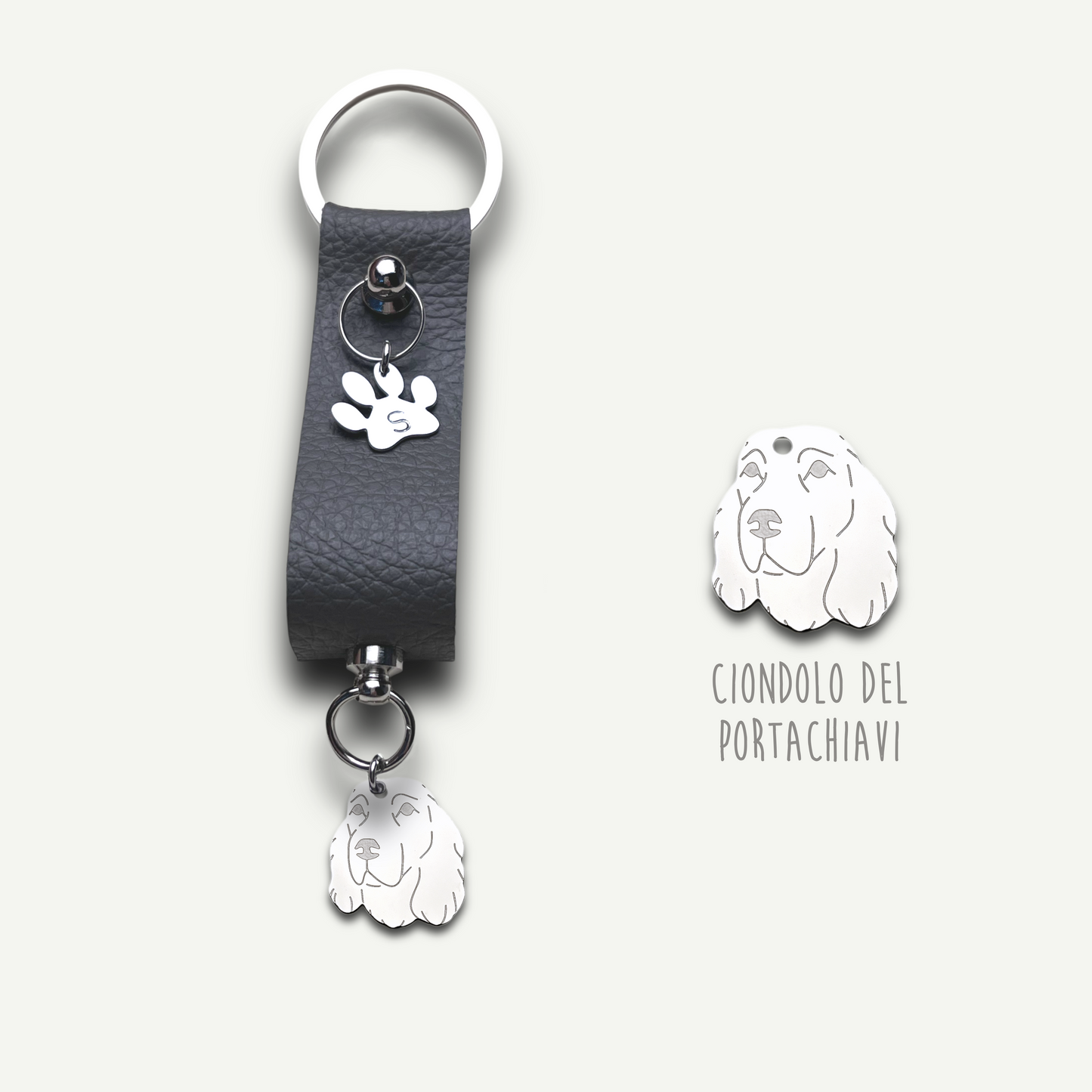 Portachiavi similpelle cane, portachiavi cane jack russell , bulldog francese , border collie , Labrador, maltese - ContrariaBijoux