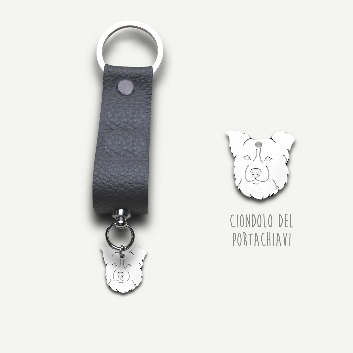 Portachiavi similpelle cane, portachiavi cane jack russell , bulldog francese , border collie , Labrador, maltese - ContrariaBijoux