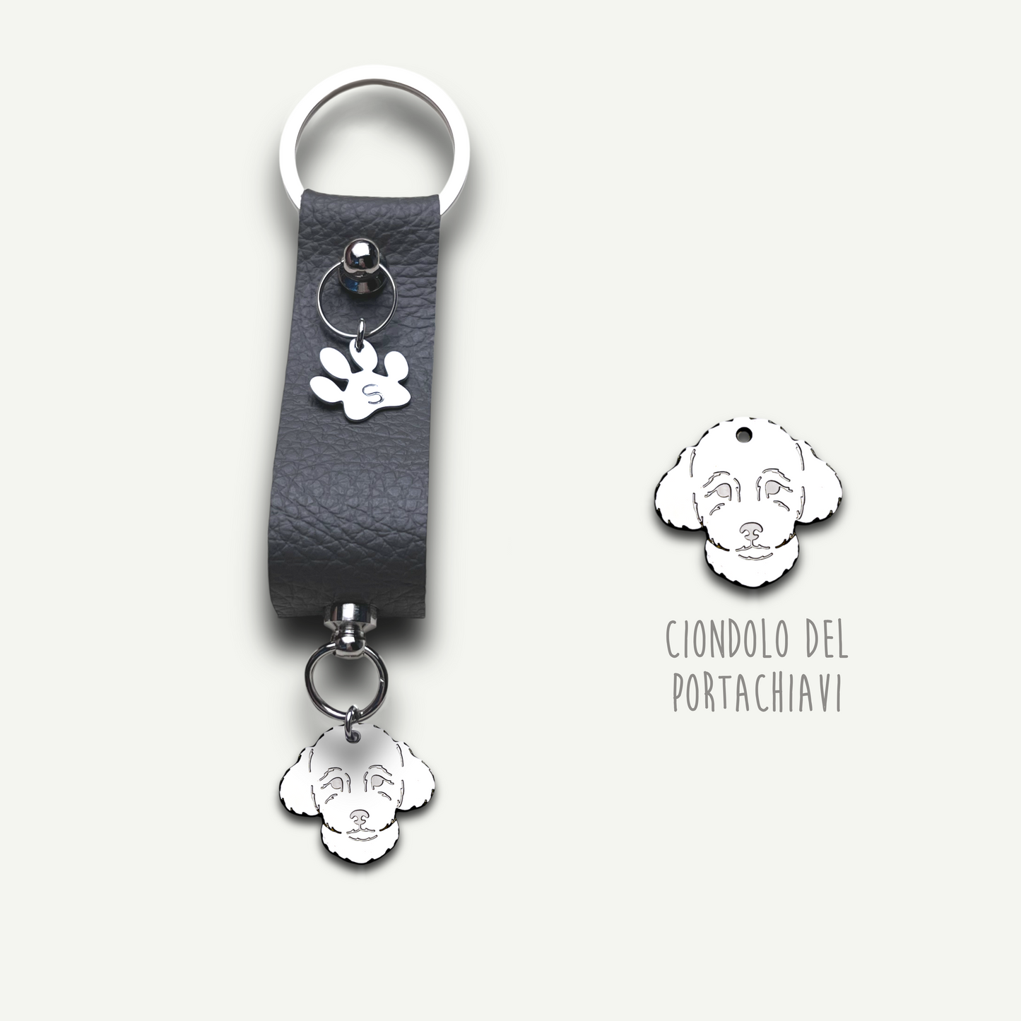 Portachiavi similpelle cane, portachiavi cane jack russell , bulldog francese , border collie , Labrador, maltese - ContrariaBijoux