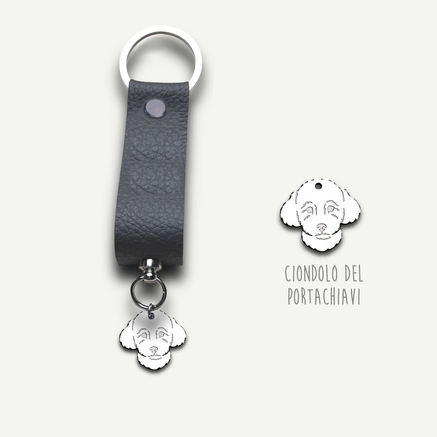 Portachiavi similpelle cane, portachiavi cane jack russell , bulldog francese , border collie , Labrador, maltese - ContrariaBijoux