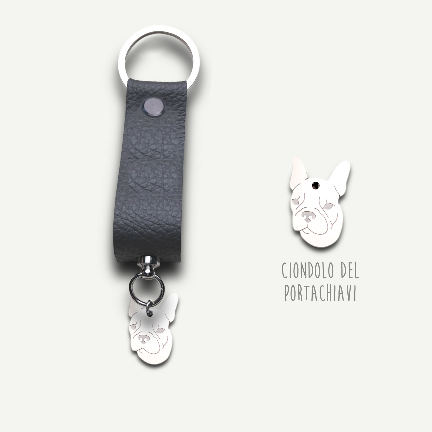 Portachiavi similpelle cane, portachiavi cane jack russell , bulldog francese , border collie , Labrador, maltese - ContrariaBijoux