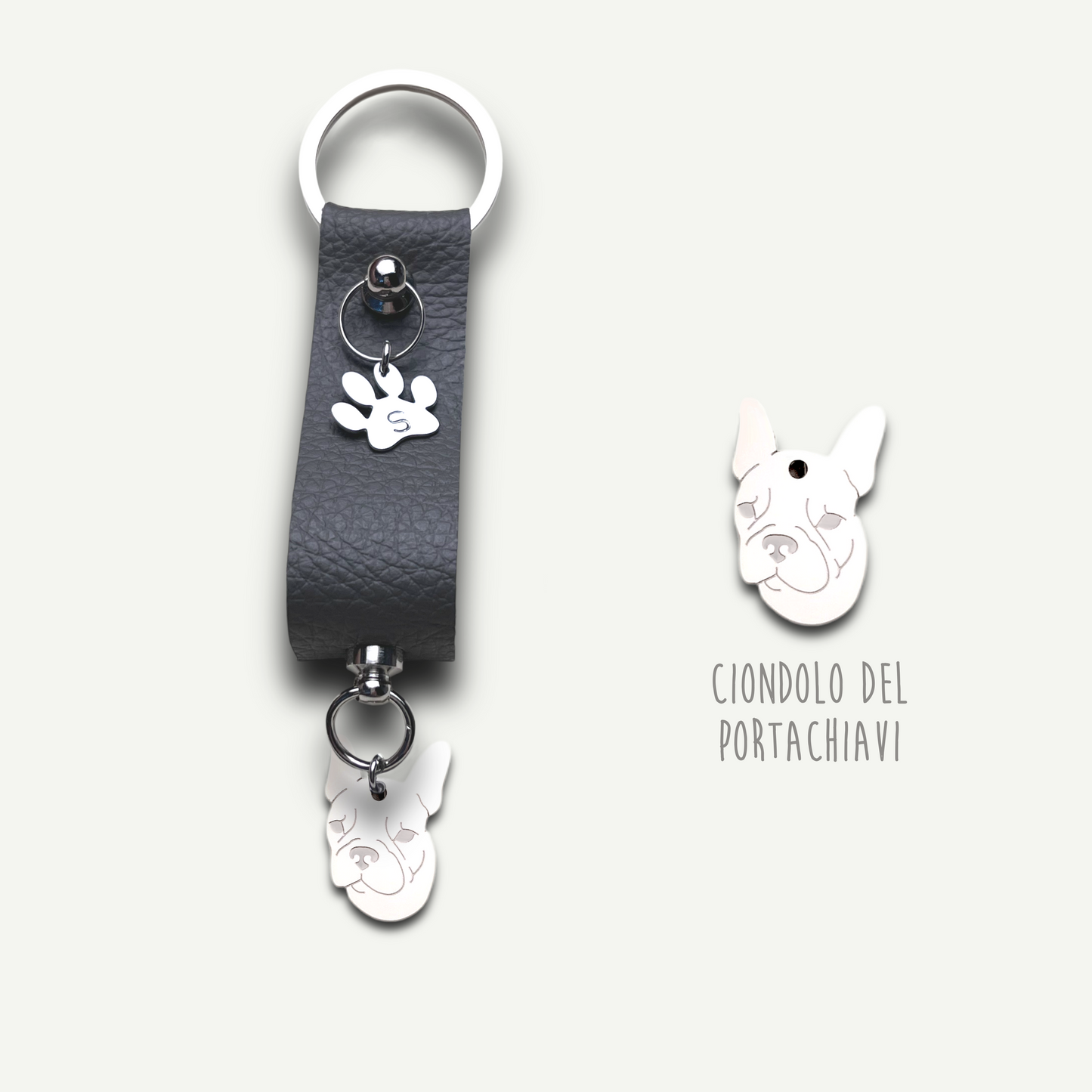 Portachiavi similpelle cane, portachiavi cane jack russell , bulldog francese , border collie , Labrador, maltese - ContrariaBijoux
