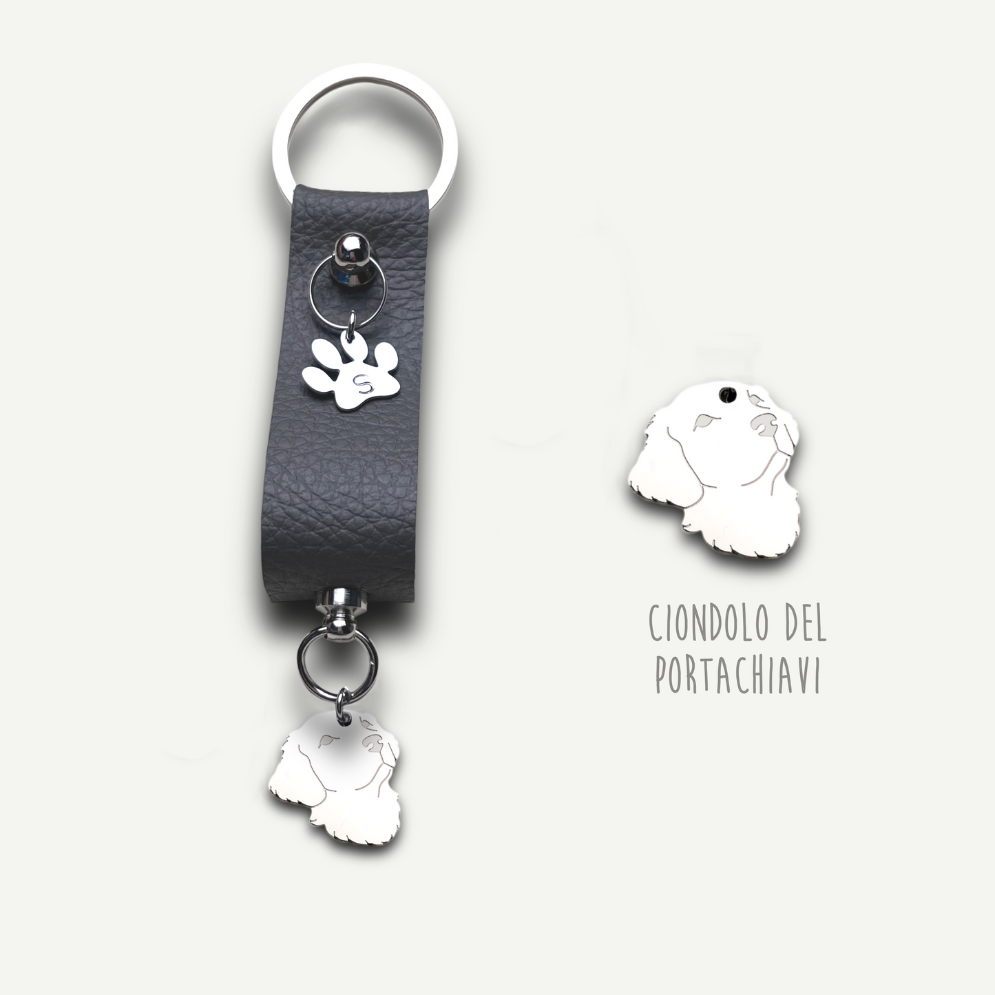 Portachiavi similpelle cane, portachiavi cane jack russell , bulldog francese , border collie , Labrador, maltese - ContrariaBijoux