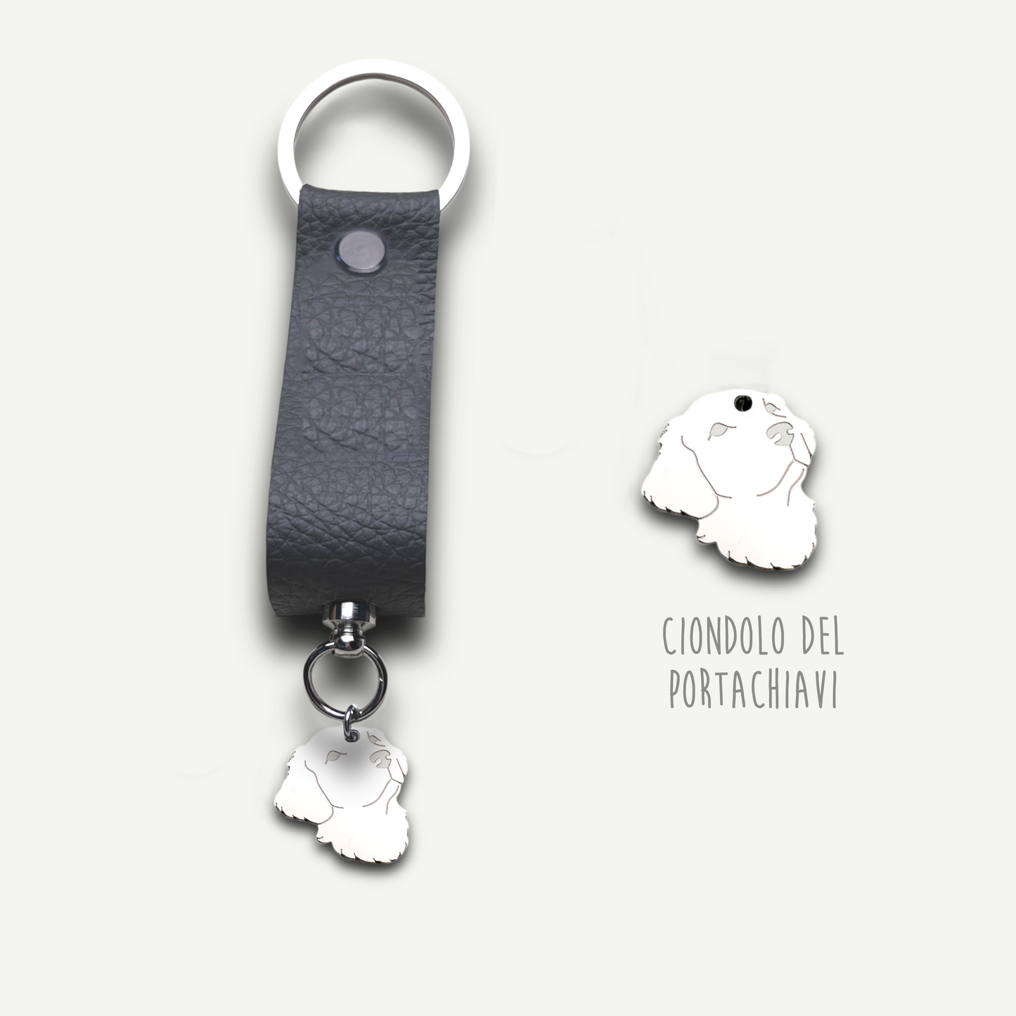 Portachiavi similpelle cane, portachiavi cane jack russell , bulldog francese , border collie , Labrador, maltese - ContrariaBijoux