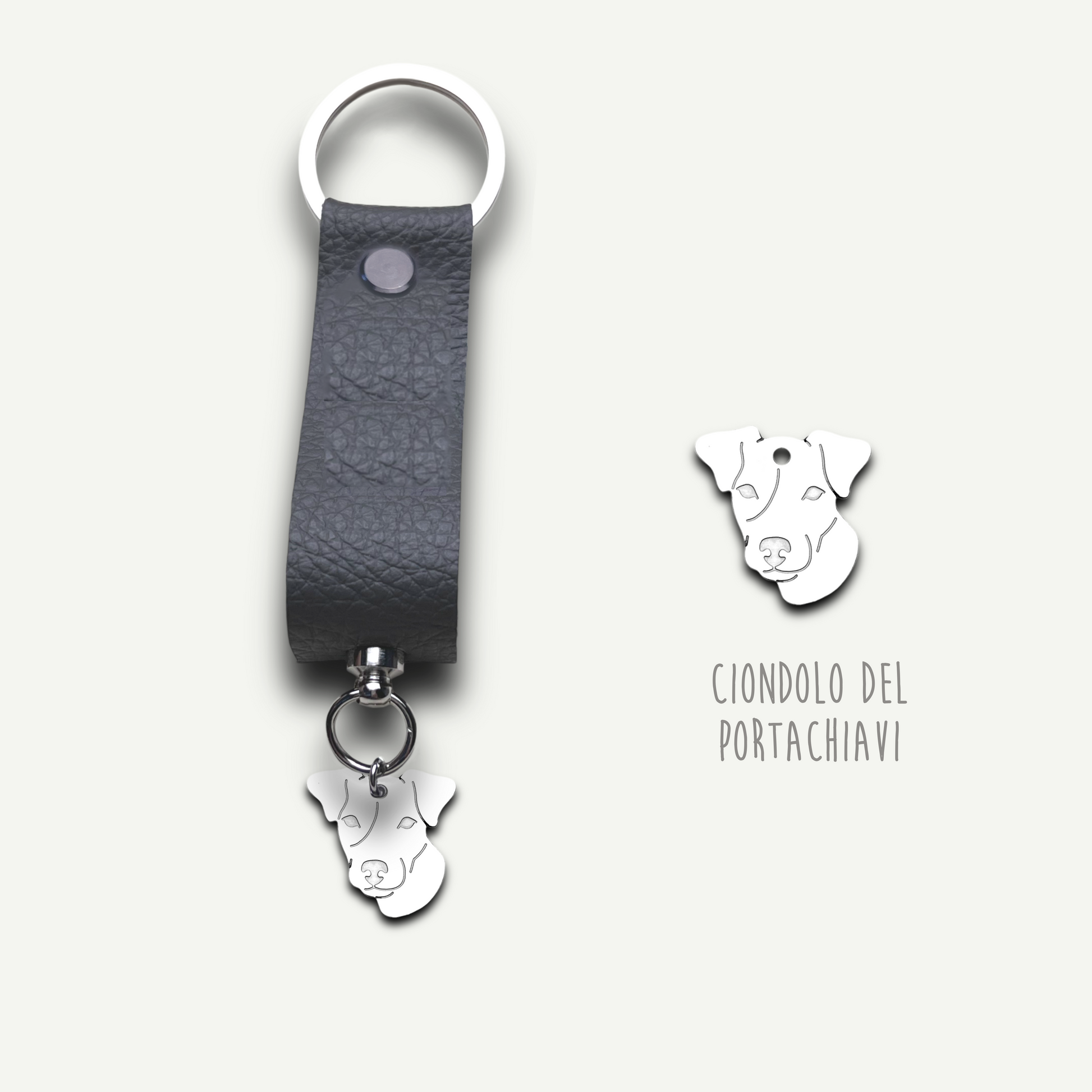 Portachiavi similpelle cane, portachiavi cane jack russell , bulldog francese , border collie , Labrador, maltese - ContrariaBijoux