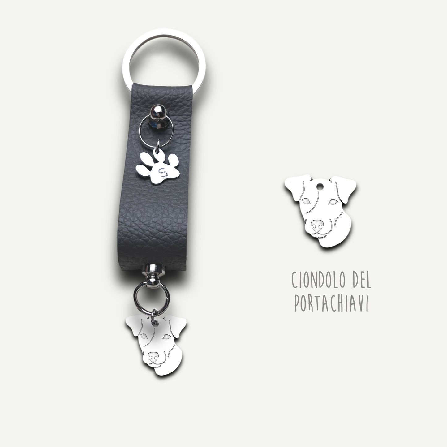 Portachiavi similpelle cane, portachiavi cane jack russell , bulldog francese , border collie , Labrador, maltese - ContrariaBijoux