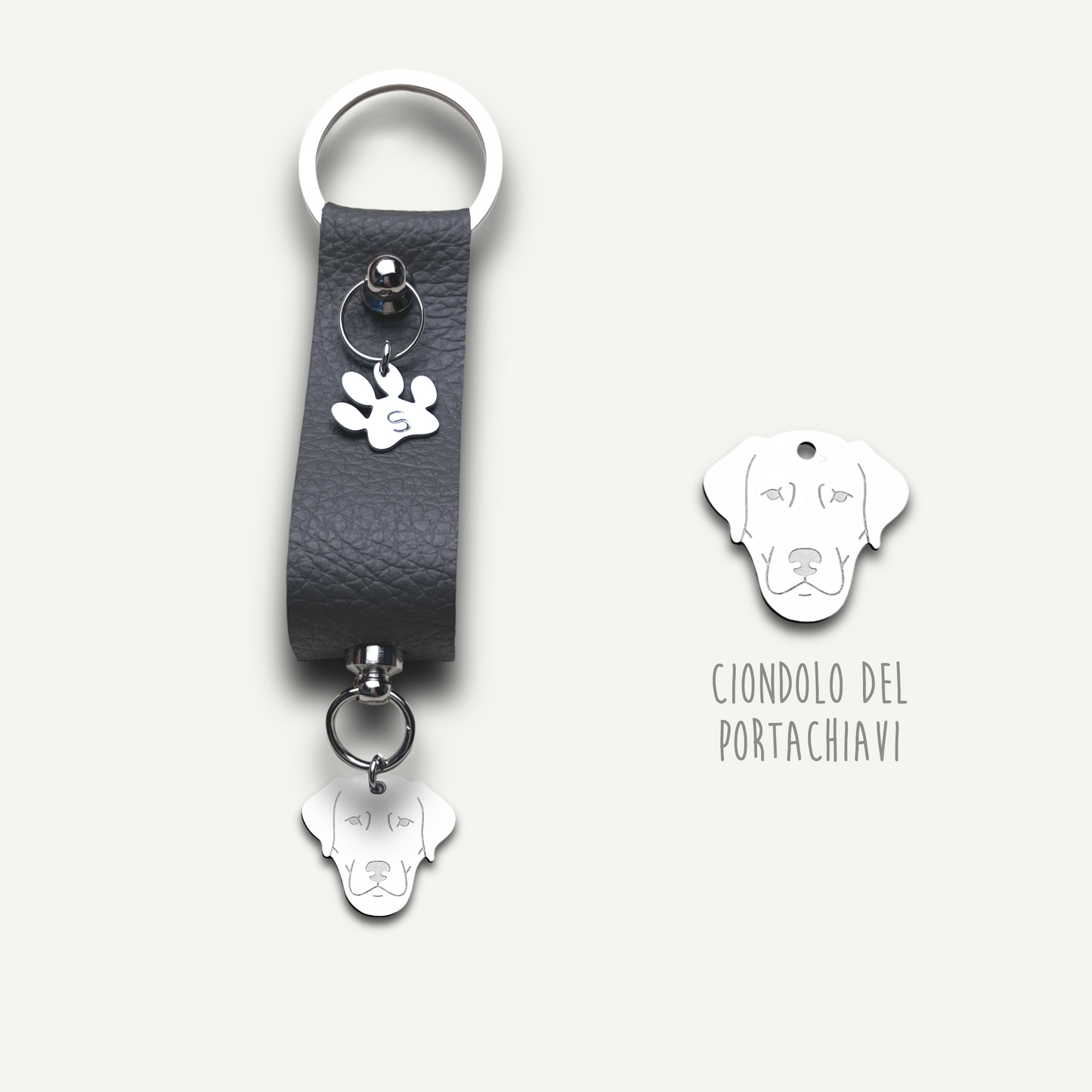 Portachiavi similpelle cane, portachiavi cane jack russell , bulldog francese , border collie , Labrador, maltese - ContrariaBijoux