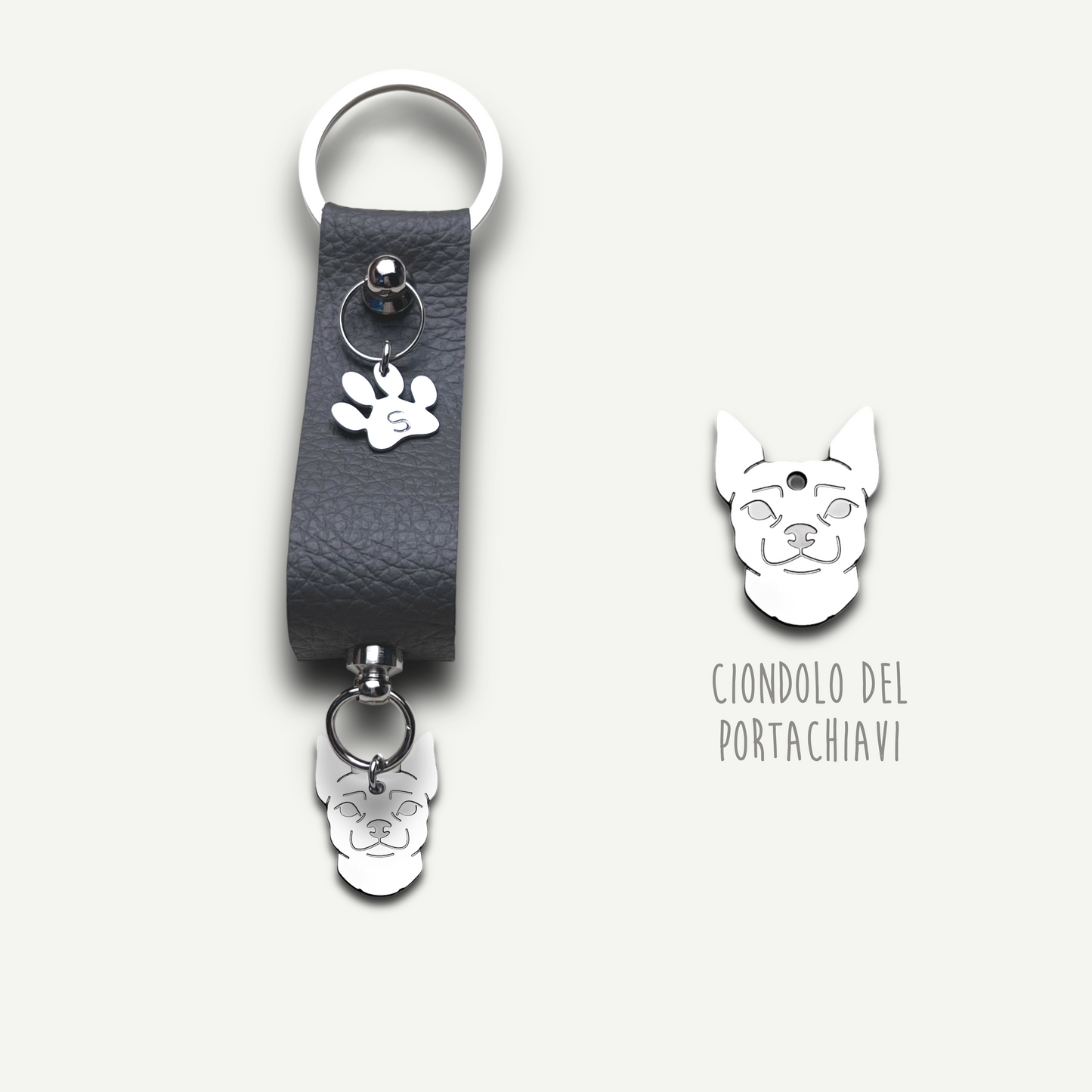 Portachiavi similpelle cane, portachiavi cane jack russell , bulldog francese , border collie , Labrador, maltese - ContrariaBijoux