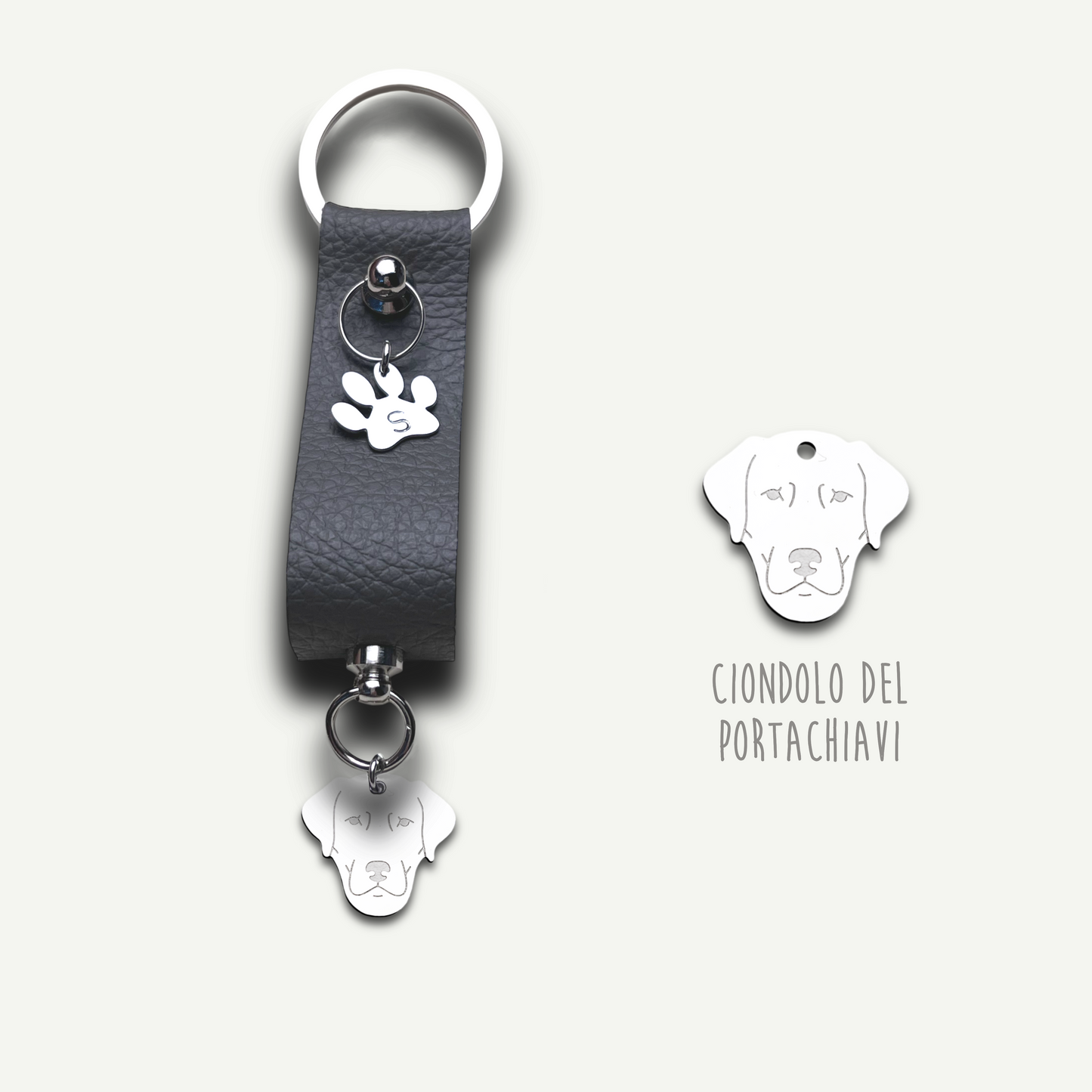 Portachiavi similpelle cane, portachiavi cane jack russell , bulldog francese , border collie , Labrador, maltese - ContrariaBijoux