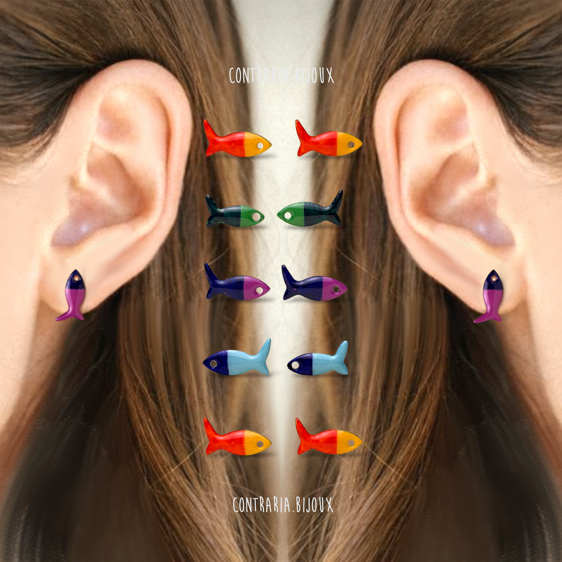 Orecchini pesciolini - Orecchini a forma di pesci unici e colorati - ContrariaBijoux