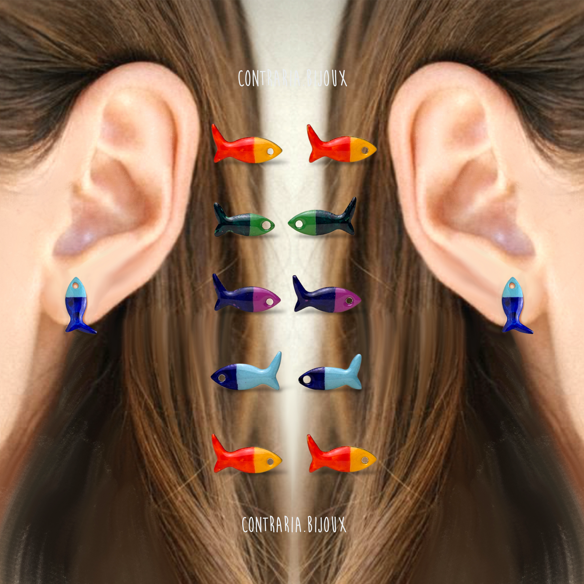 Orecchini pesciolini - Orecchini a forma di pesci unici e colorati - ContrariaBijoux