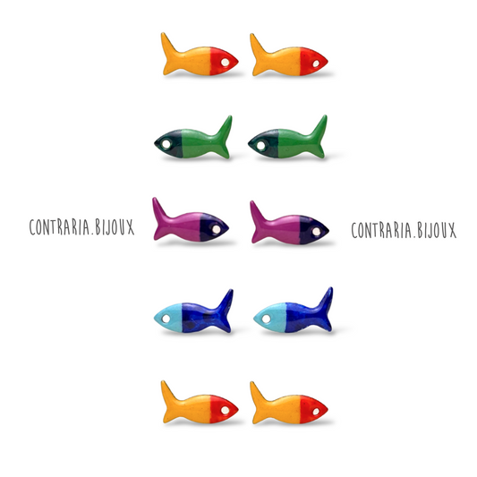 Orecchini pesciolini - Orecchini a forma di pesci unici e colorati - ContrariaBijoux
