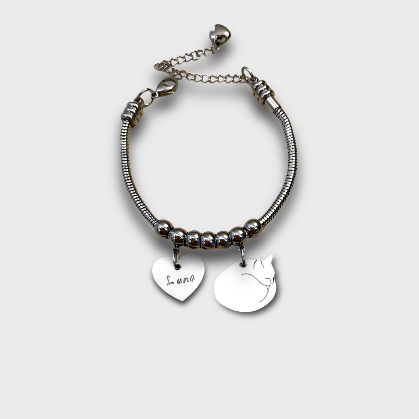 Bracciale Gatto Accucciato con Ciondolo Gatto per Amanti dei Gatti - ContrariaBijoux