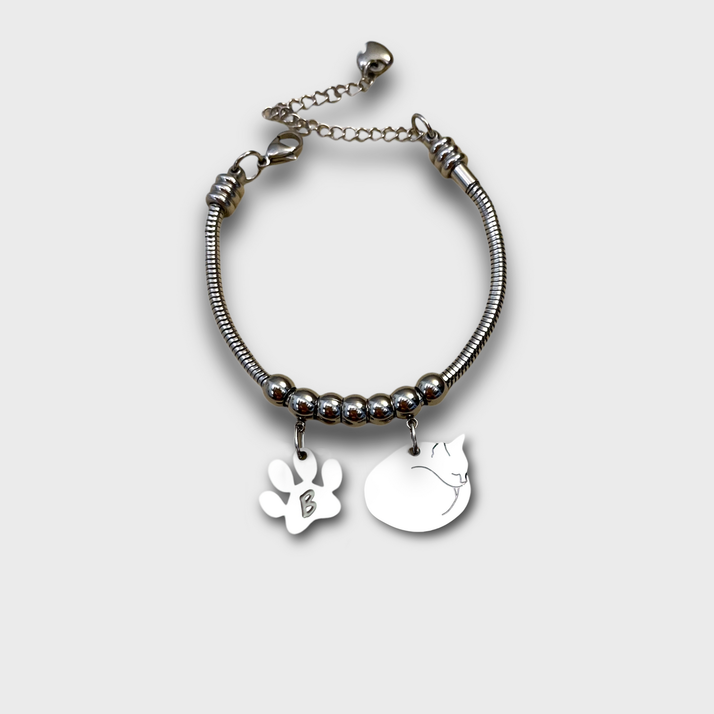 Bracciale Gatto Accucciato con Ciondolo Gatto per Amanti dei Gatti - ContrariaBijoux