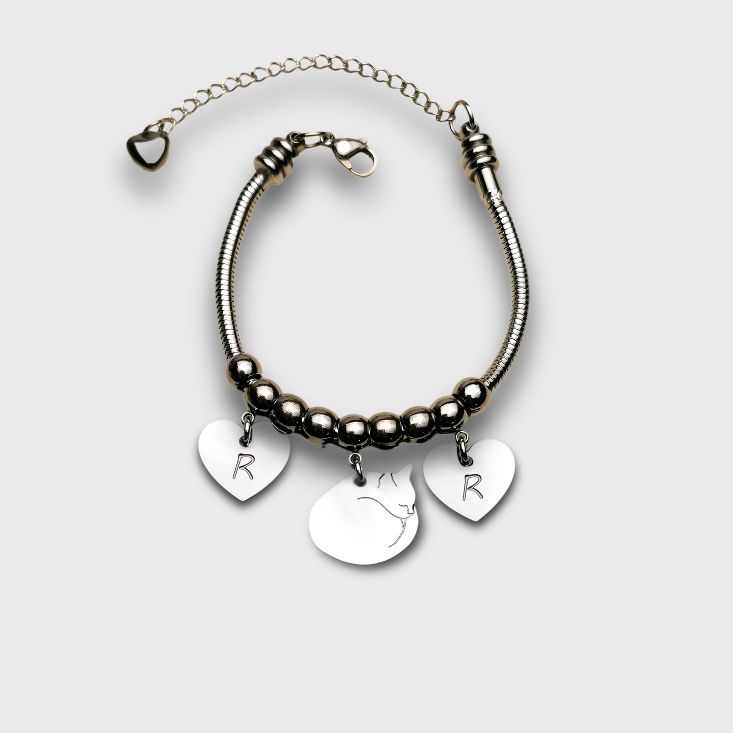 Bracciale Gatto Accucciato con Ciondolo Gatto per Amanti dei Gatti - ContrariaBijoux