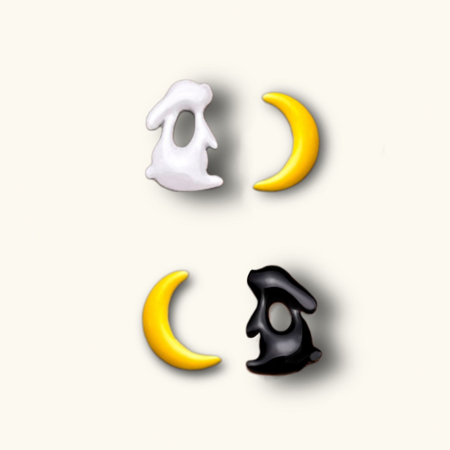 Orecchini coniglio Lunare - Orecchini coniglio e Luna - ContrariaBijoux