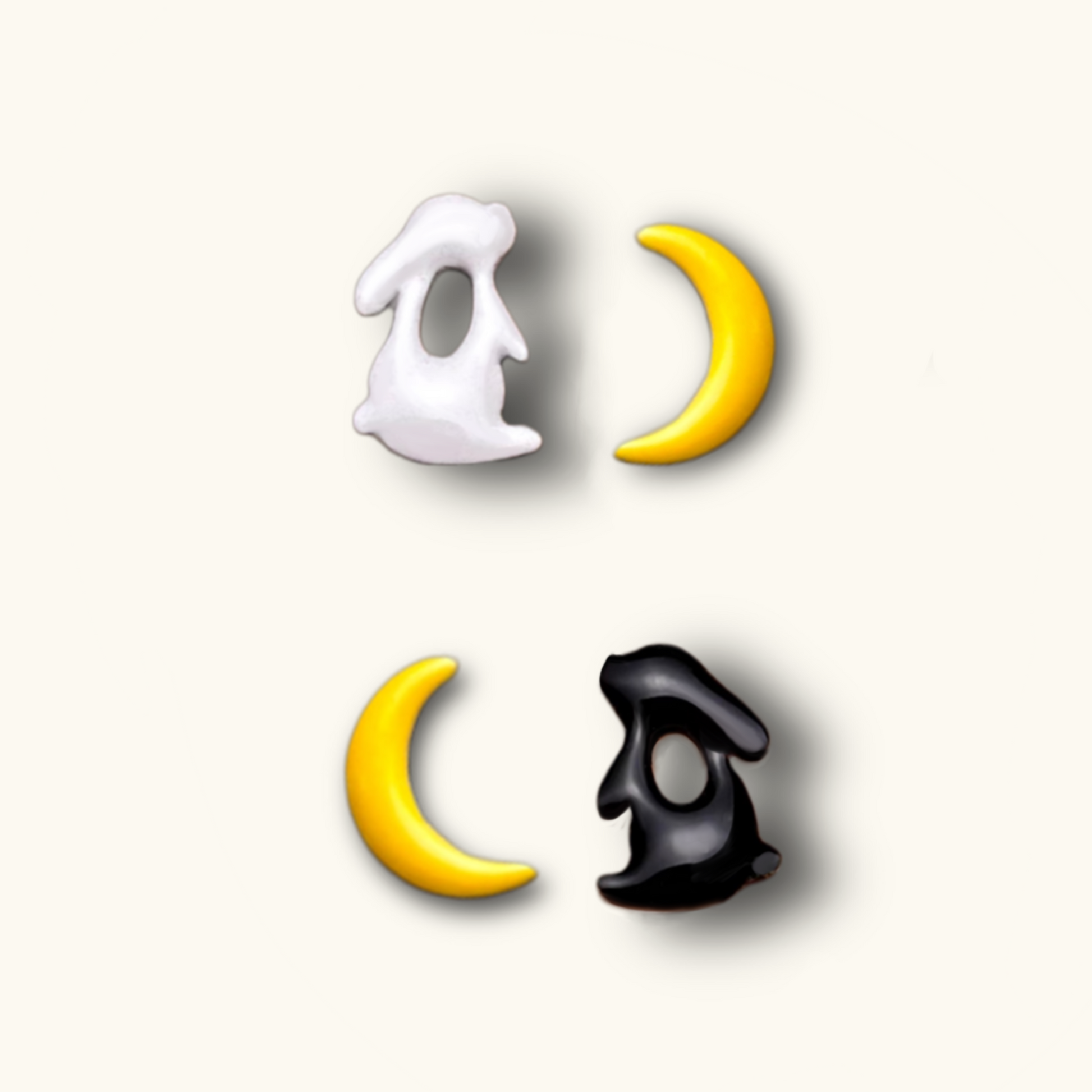 Orecchini coniglio Lunare - Orecchini coniglio e Luna - ContrariaBijoux