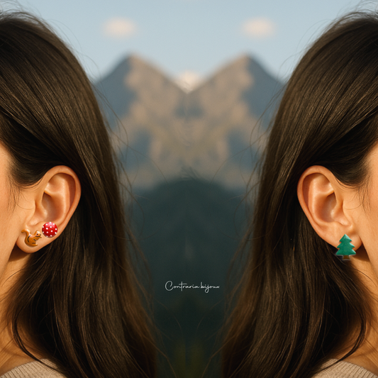 Orecchini Tris :  scoiattolo , abete e fungo - ContrariaBijoux