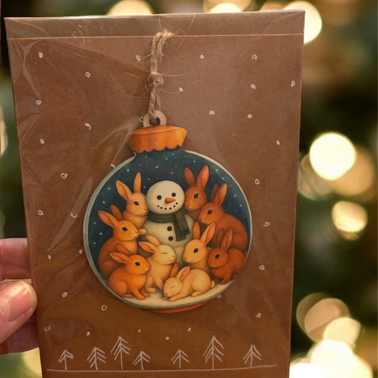 Decorazione Natalizia con coniglietti e pupazzo di neve