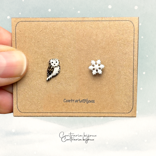 Orecchini civetta e fiocco di neve