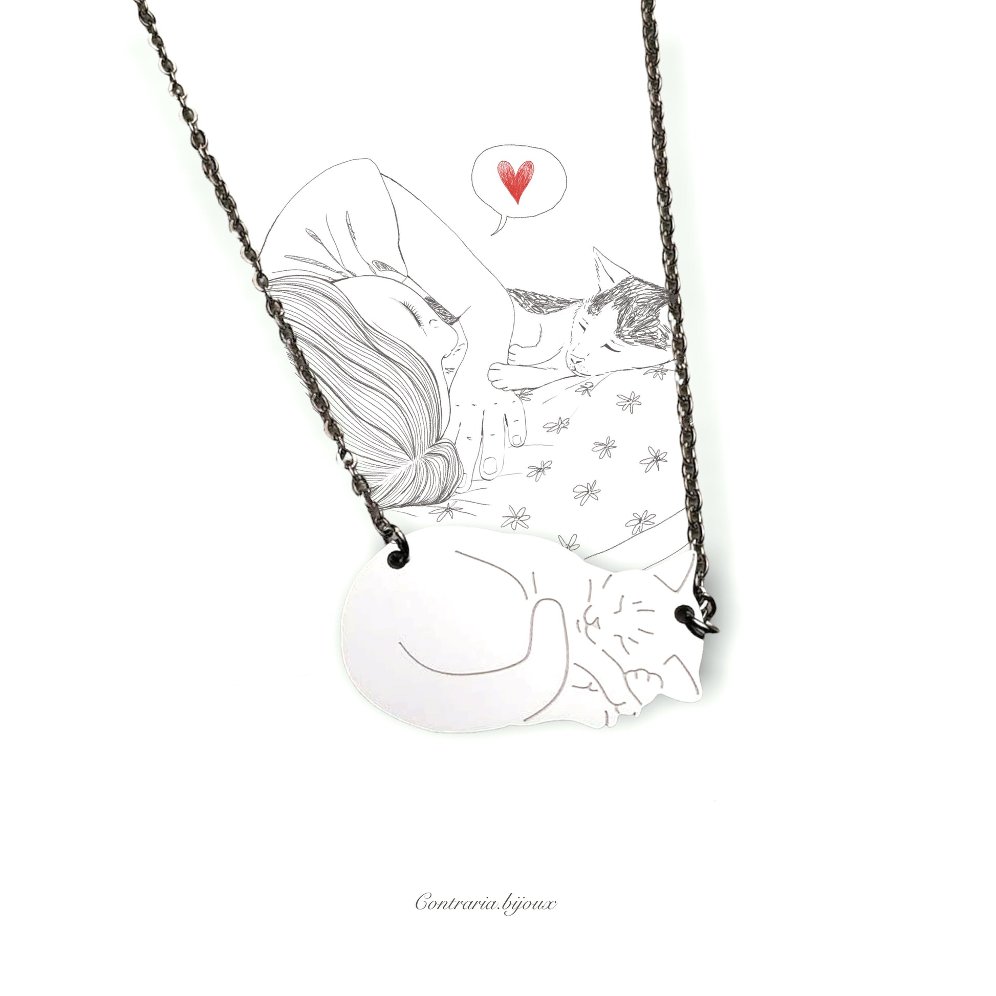 Collana Gatto accucciato - ContrariaBijoux