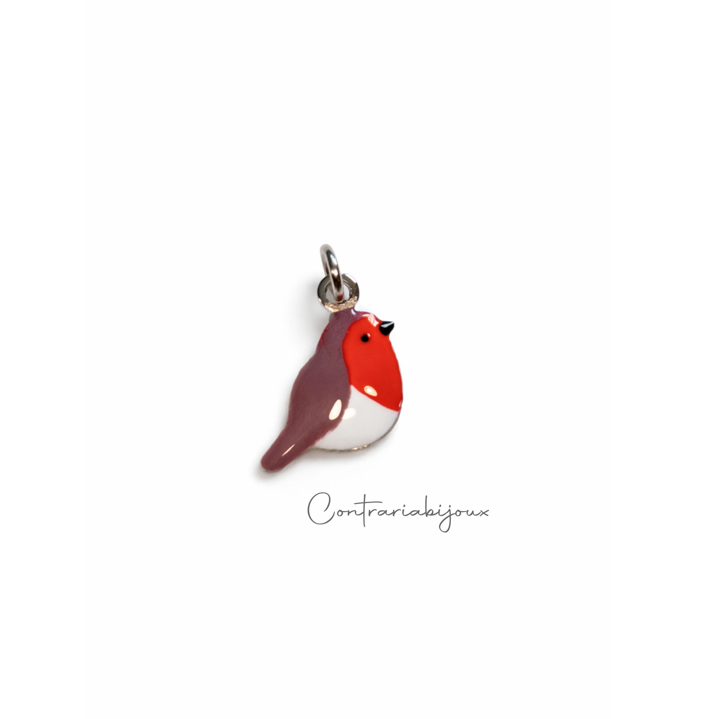 Collana con ciondolo pettirosso e cuore