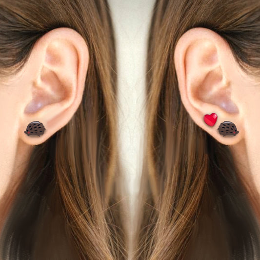 Tre Orecchini : Riccio , cuore , riccio - ContrariaBijoux