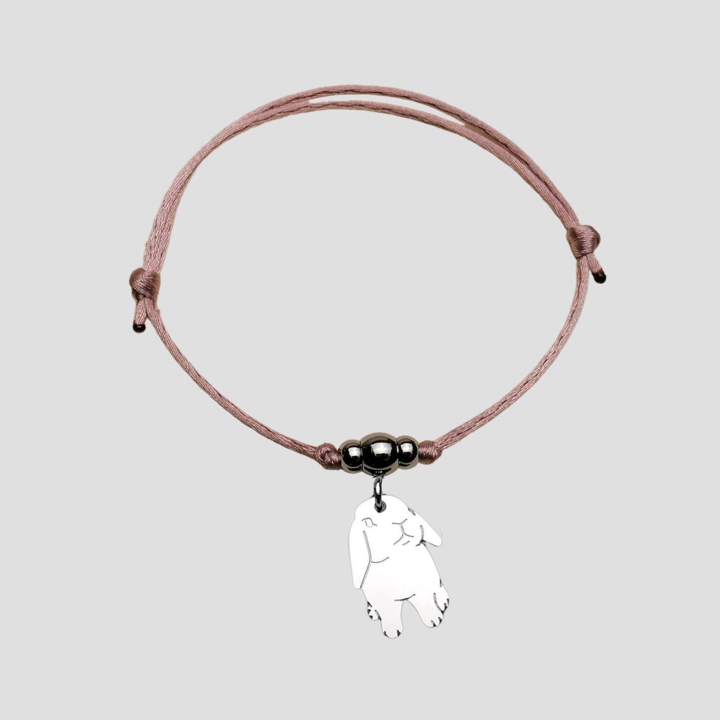 Bracciale coniglio Ariete e cuore con lettera incisa
