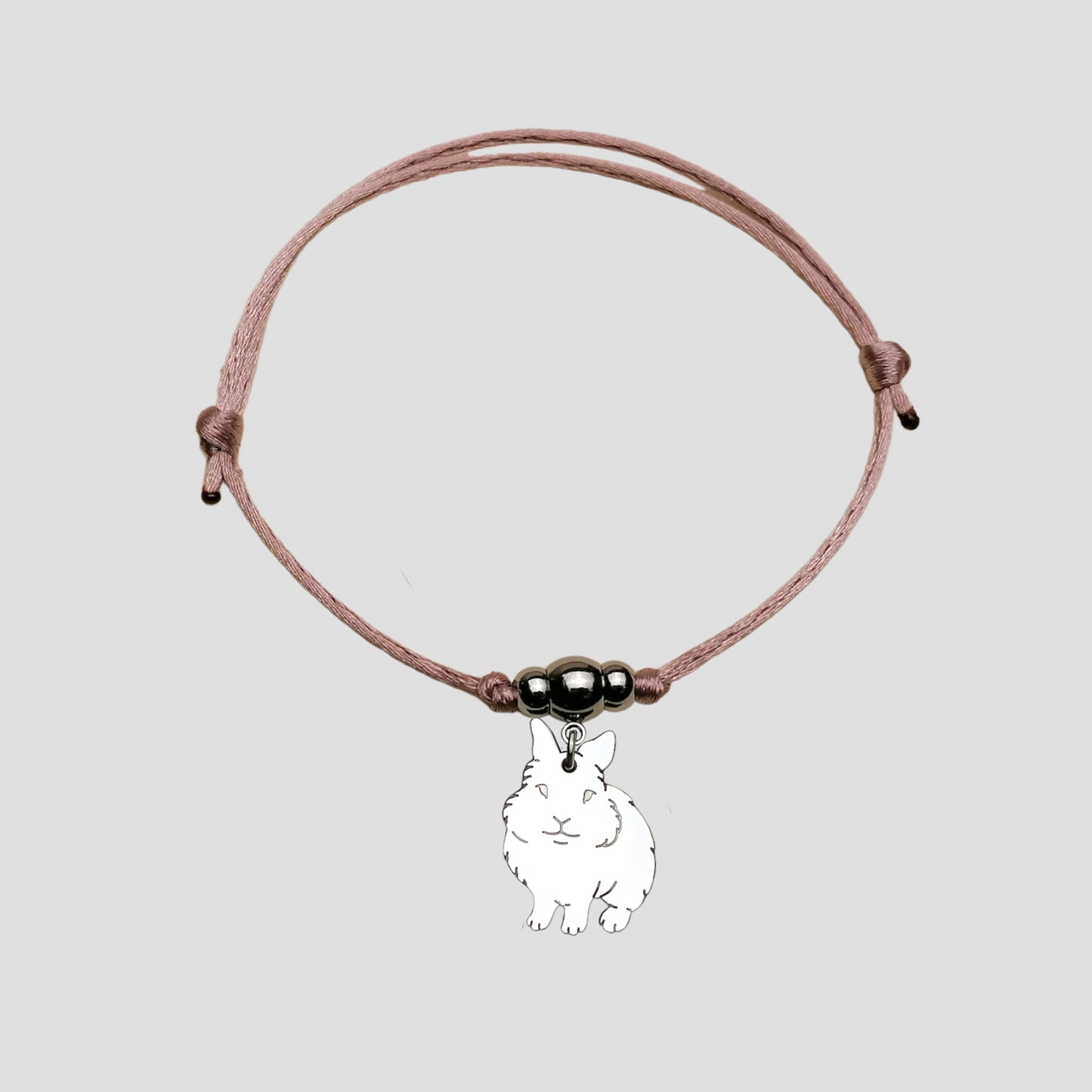 Bracciale coniglio Testa di Leone e cuore con iniziale incisa