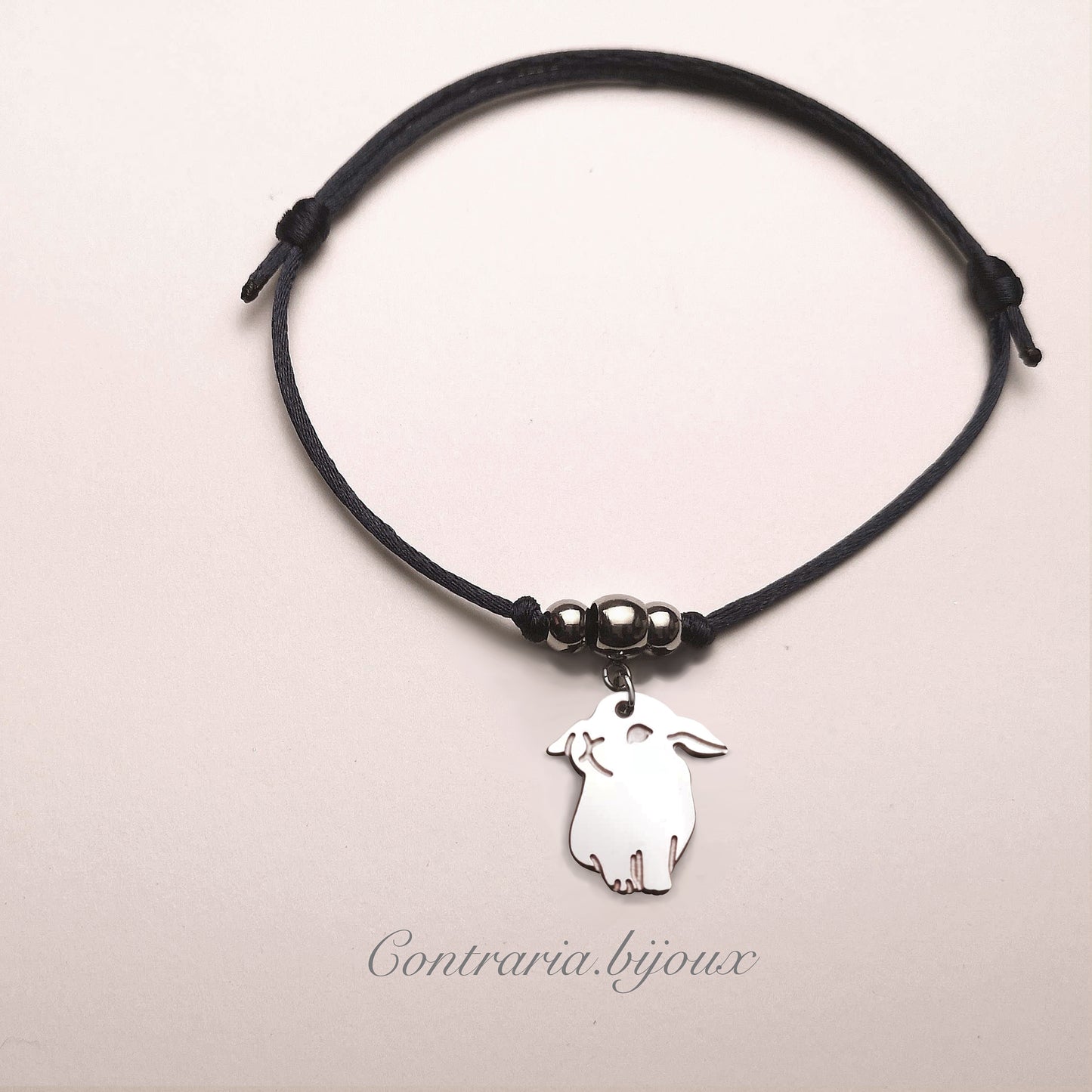 Bracciale Coniglio Ariete e cuore con iniziale incisa - ContrariaBijoux