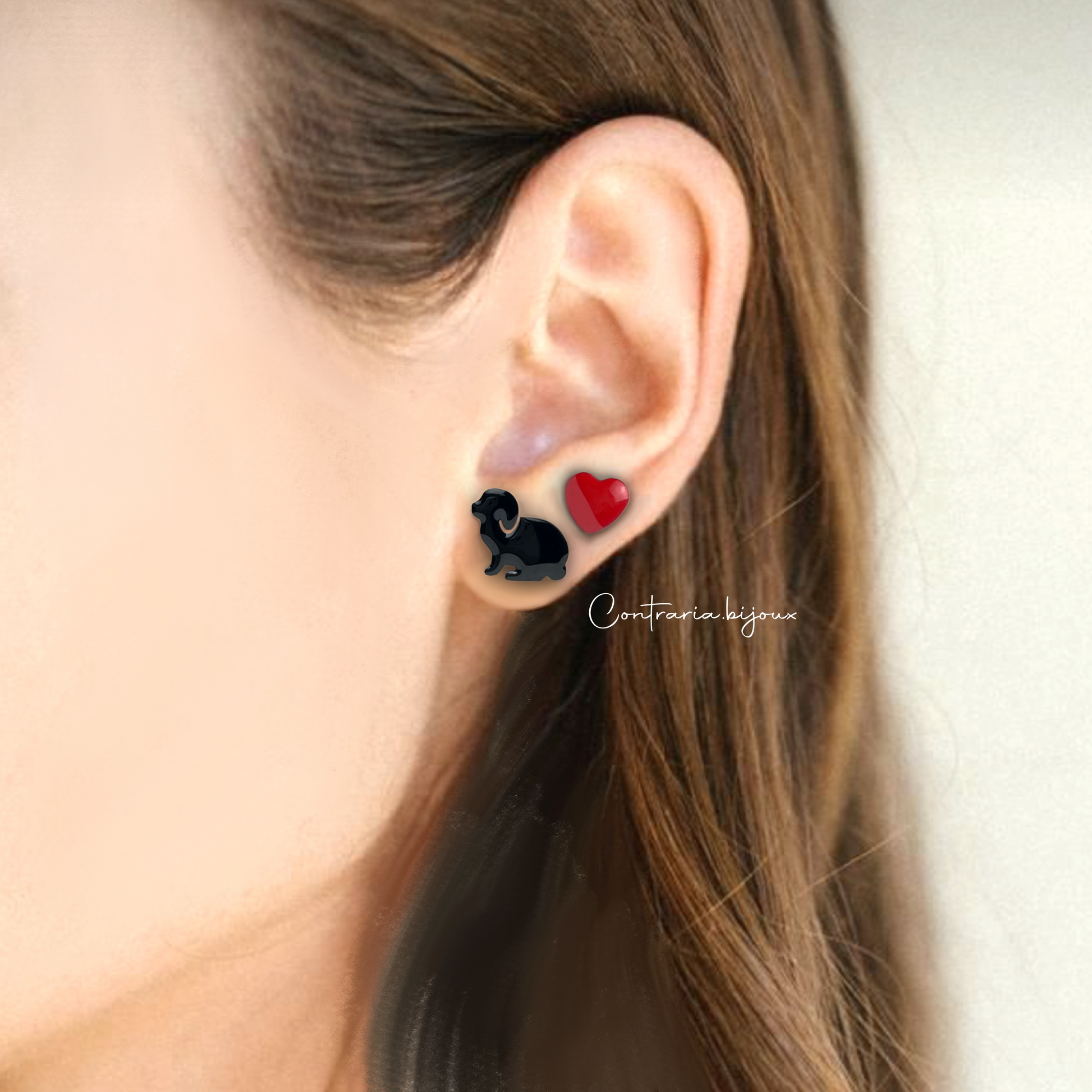 Orecchini Coniglio Ariete e cuore - ContrariaBijoux