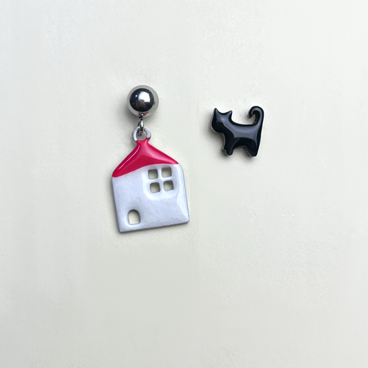 Orecchini Casa e Gatto - ContrariaBijoux